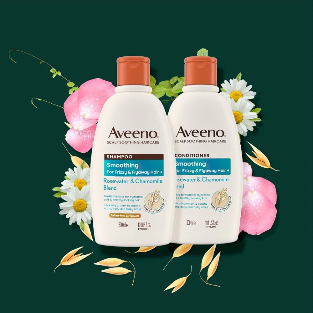 Aveeno Smoothing+ Rose Water & Chamomile Blend Conditioner 300ml - Image 6